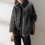Lannie - Casual warm fleece jacket with zip fastening