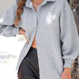 Maristella - Cable knitted texture puff sleeve loose shacket