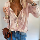 Women’s Summer Crochet Lace Shirt | Long Sleeve, Casual