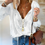 Women’s Summer Crochet Lace Shirt | Long Sleeve, Casual