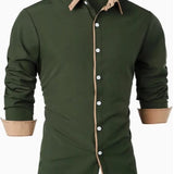 Men's Designer Dress Shirt | Contrast Trim, Long Sleeve