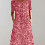Women's Casual Summer Midi Dress | A-Line, Short Sleeve