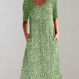 Women's Casual Summer Midi Dress | A-Line, Short Sleeve