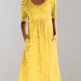 Women's Casual Summer Midi Dress | A-Line, Short Sleeve