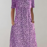 Women's Casual Summer Midi Dress | A-Line, Short Sleeve
