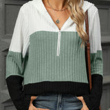 Clarabel - Casual color block hooded sweatshirt