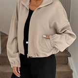 Lysa - Drawstring hem textured long sleeve jacket