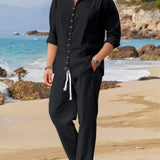 Men’s Beach Two Piece Set | Light Blue, Pants and Top