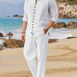 Men’s Beach Two Piece Set | Light Blue, Pants and Top