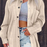 Novella - Stylish button-up long sleeve knit shacket
