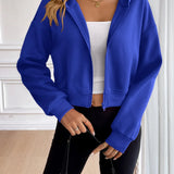 Zyelle - Casual zip-up dropped shoulder hooded jacket