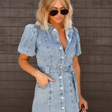 Women's Casual Shirt Dress | Denim, Puff Sleeve