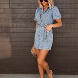Women's Casual Shirt Dress | Denim, Puff Sleeve