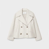 Women's Cropped Wool Coat | Double-Breasted, Wide Lapel