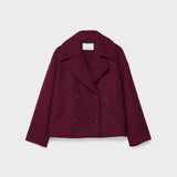 Women's Cropped Wool Coat | Double-Breasted, Wide Lapel