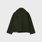 Women's Cropped Wool Coat | Double-Breasted, Wide Lapel