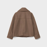 Women's Cropped Wool Coat | Double-Breasted, Wide Lapel