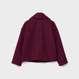 Women's Cropped Wool Coat | Double-Breasted, Wide Lapel