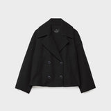Women's Cropped Wool Coat | Double-Breasted, Wide Lapel