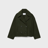 Women's Cropped Wool Coat | Double-Breasted, Wide Lapel