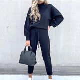 Women’s Knitted Lounge Set | Drawstring, Balloon Sleeves
