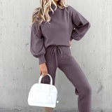 Women’s Knitted Lounge Set | Drawstring, Balloon Sleeves