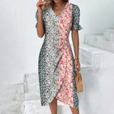 Women's Floral Summer Midi Dress | Puff Sleeve, Wrap Style