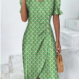 Women's Floral Summer Midi Dress | Puff Sleeve, Wrap Style