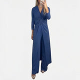 Women’s Elegant Jumpsuit | Knot Front, Long Sleeve