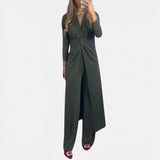 Women’s Elegant Jumpsuit | Knot Front, Long Sleeve