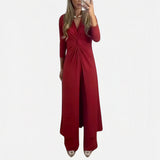 Women’s Elegant Jumpsuit | Knot Front, Long Sleeve
