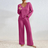 Women’s Knitted Lounge Set | Ribbed, Wide-Leg Trousers