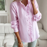 Women’s Casual Summer Shirt | Long Sleeve, Frilled