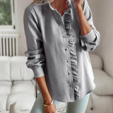 Women’s Casual Summer Shirt | Long Sleeve, Frilled