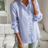 Women’s Casual Summer Shirt | Long Sleeve, Frilled