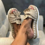 Women’s Summer Platform Slides | Open Toe, Bow Detail