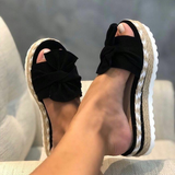 Women’s Summer Platform Slides | Open Toe, Bow Detail