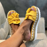 Women’s Summer Platform Slides | Open Toe, Bow Detail