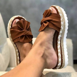 Women’s Summer Platform Slides | Open Toe, Bow Detail