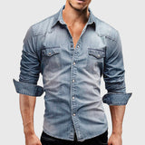 Men Vintage Denim Shirt | Long Sleeve, Casual