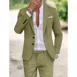 Men Formal Two Piece Suit | Slim, Light Olive