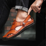 Men’s Summer Leather Sandals | Open-Toe, Hand-Stitched
