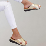 Women's Summer Slip-On Sandals | Criss-Cross, Open Toe