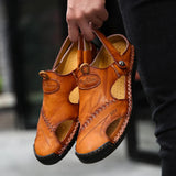 Men’s Summer Leather Sandals | Open-Toe, Hand-Stitched