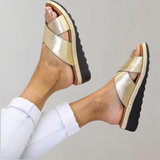 Women's Summer Slip-On Sandals | Criss-Cross, Open Toe