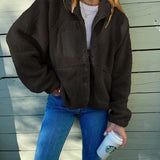 Daina - Elegant oversized warm fleece jacket