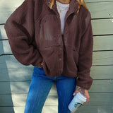 Daina - Elegant oversized warm fleece jacket