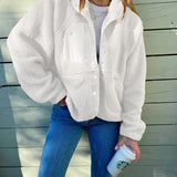 Daina - Elegant oversized warm fleece jacket