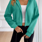 Zyelle - Casual zip-up dropped shoulder hooded jacket