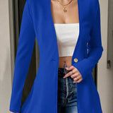Zenia - Elegant Long-Sleeve One-Button Blazer